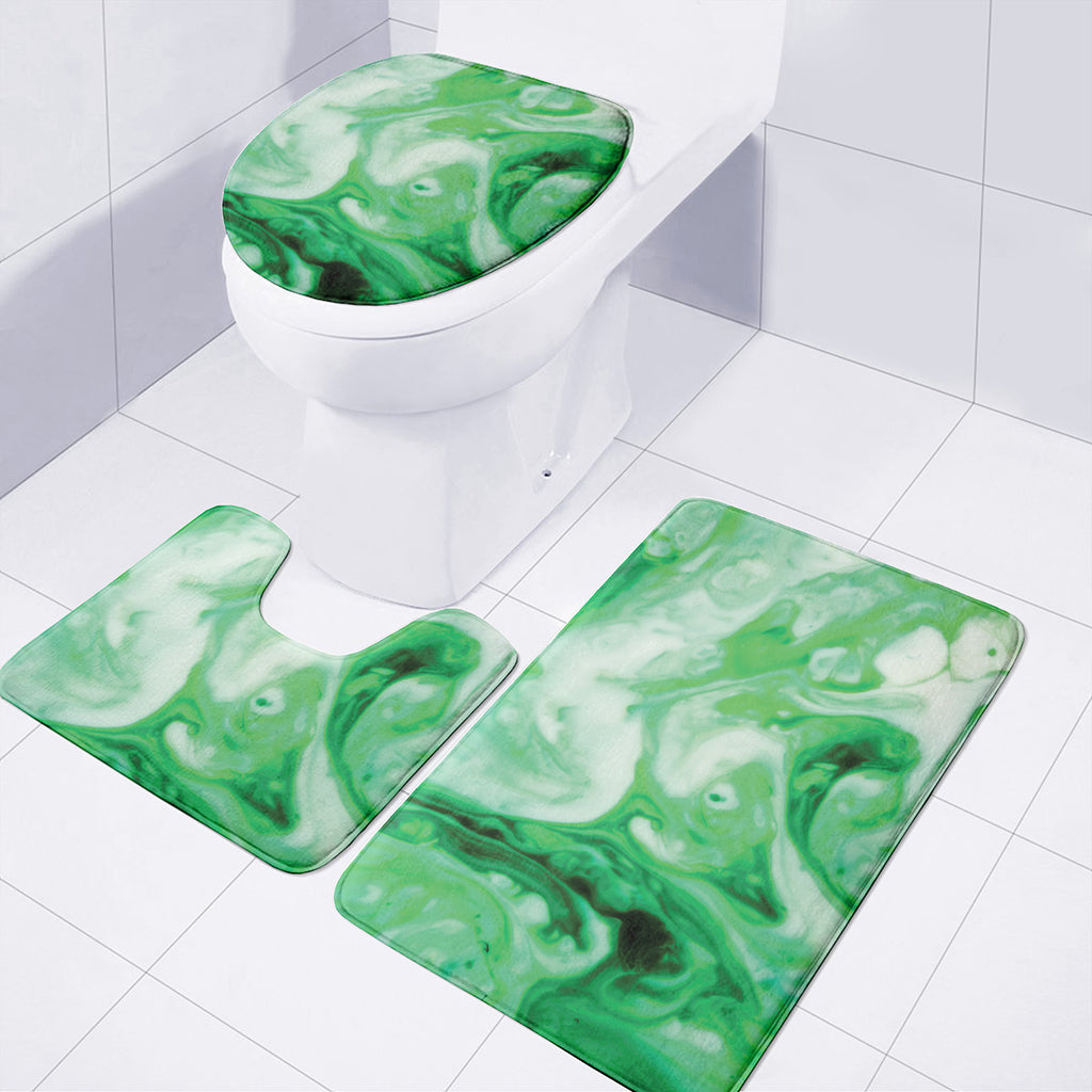 Green Acid Melt Print 3 Piece Bath Mat Set