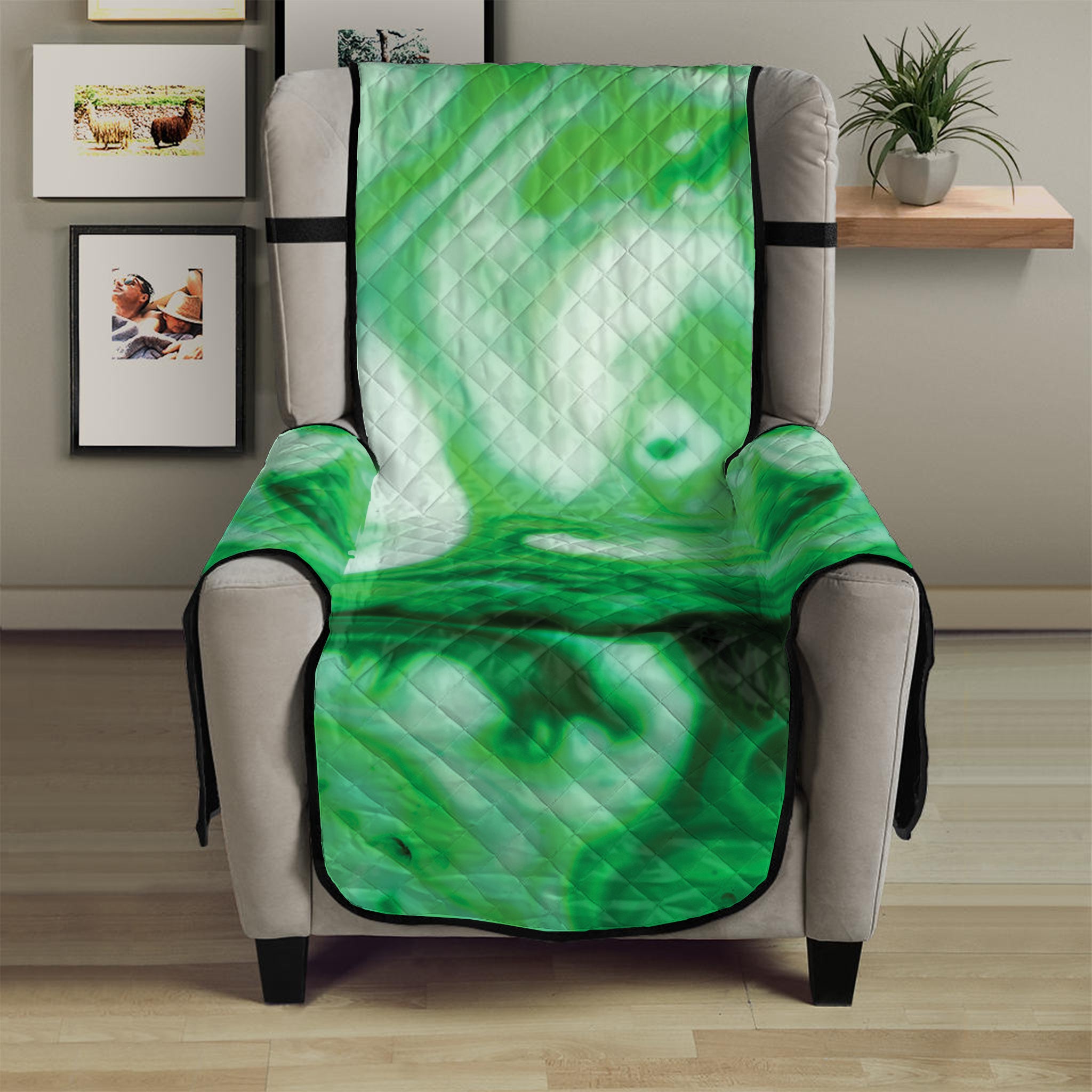 Green Acid Melt Print Armchair Protector