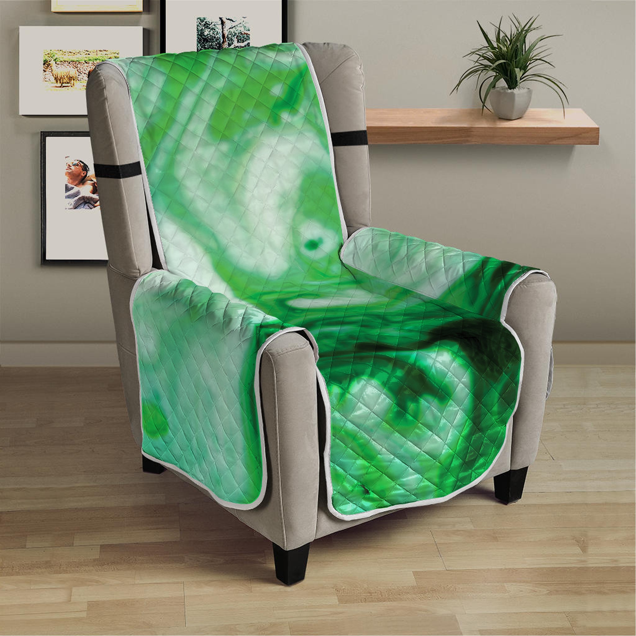 Green Acid Melt Print Armchair Protector