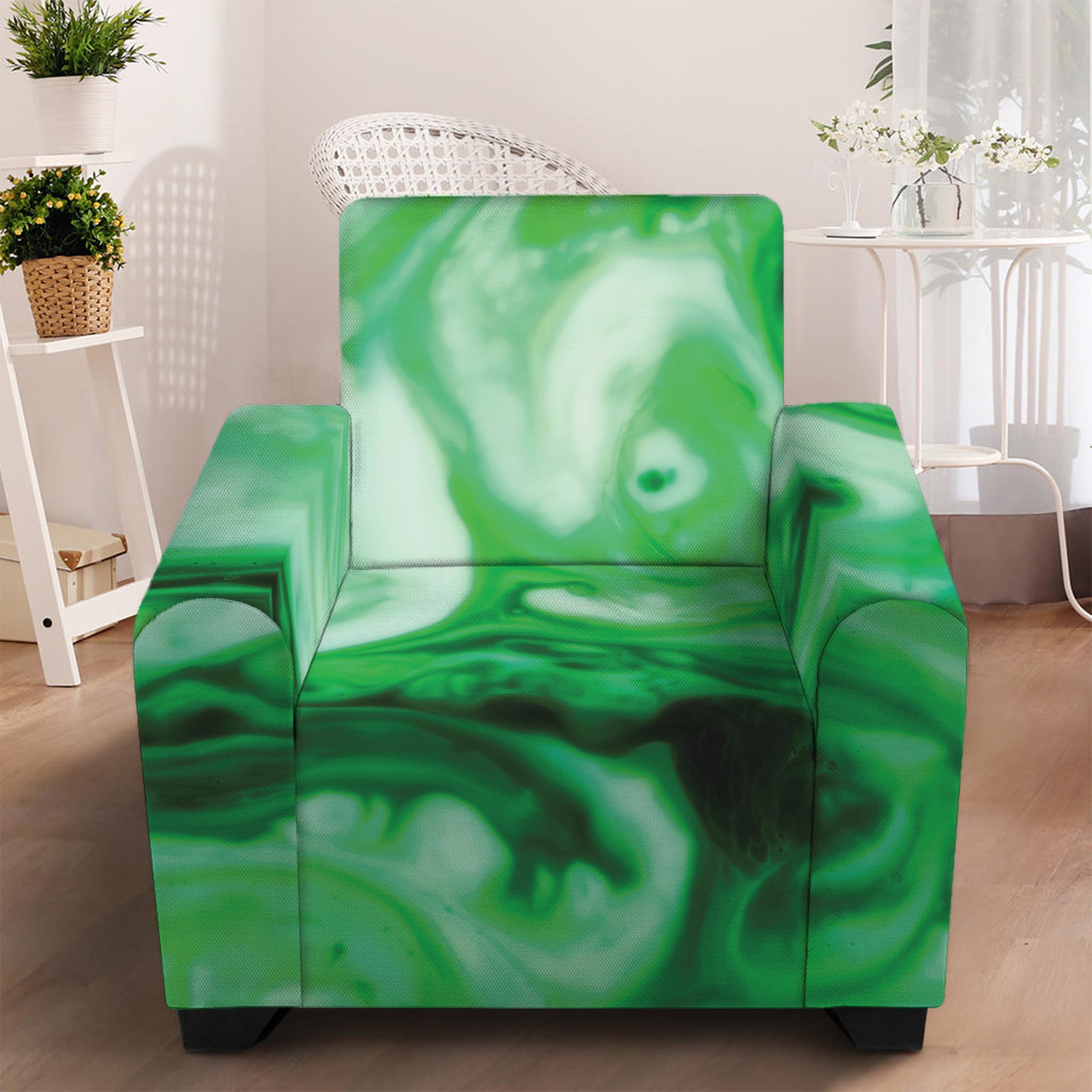 Green Acid Melt Print Armchair Slipcover