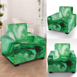 Green Acid Melt Print Armchair Slipcover