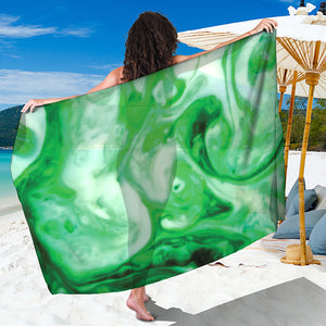 Green Acid Melt Print Beach Sarong Wrap