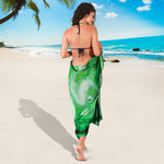 Green Acid Melt Print Beach Sarong Wrap