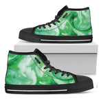 Green Acid Melt Print Black High Top Shoes