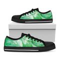 Green Acid Melt Print Black Low Top Sneakers