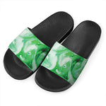 Green Acid Melt Print Black Slide Sandals