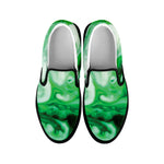 Green Acid Melt Print Black Slip On Shoes