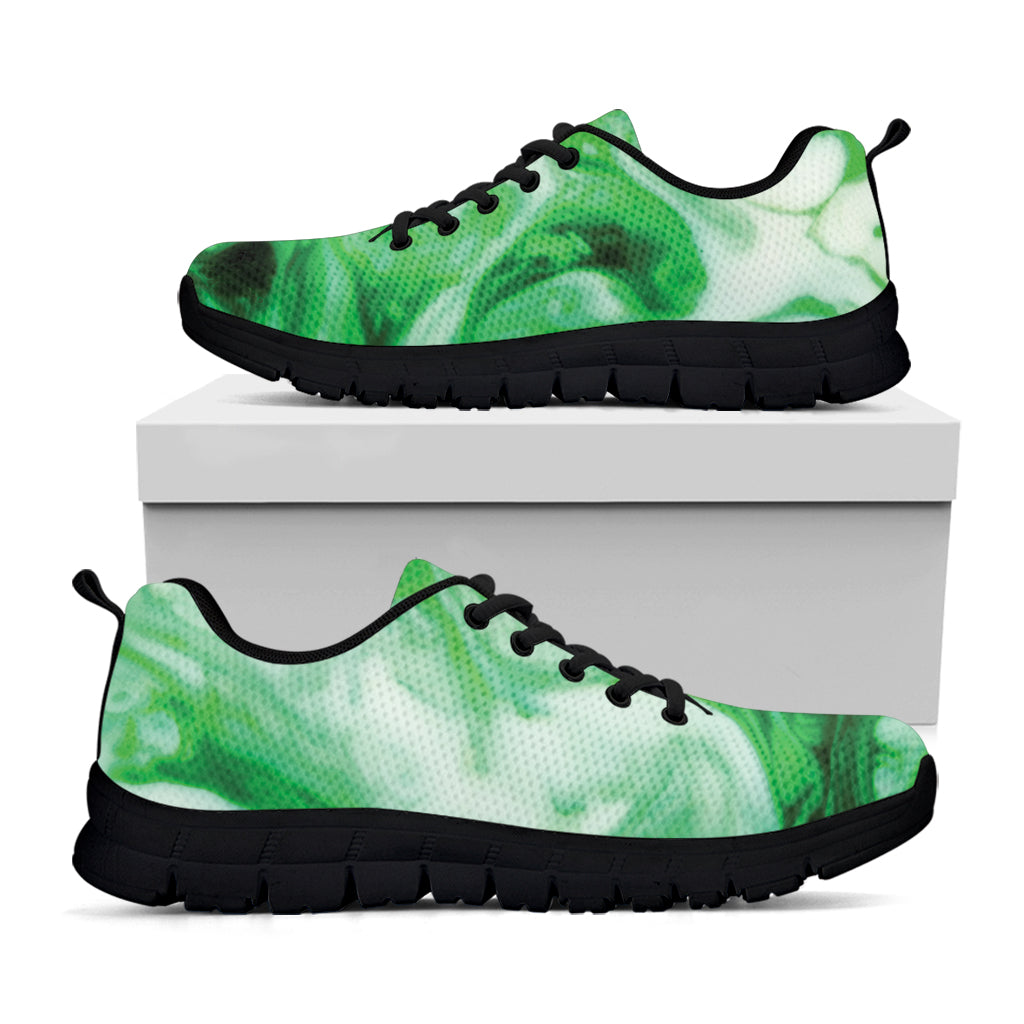 Green Acid Melt Print Black Sneakers