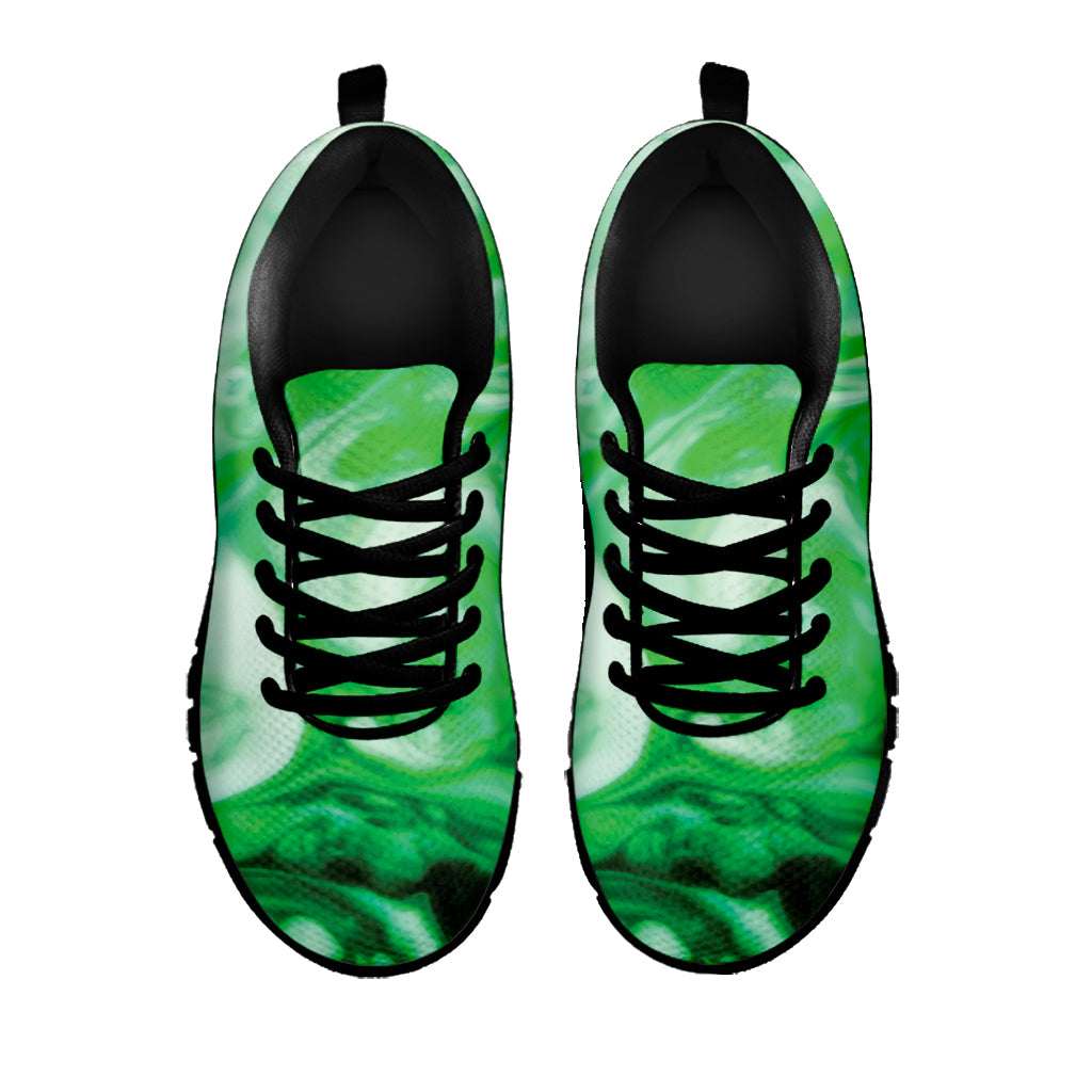 Green Acid Melt Print Black Sneakers