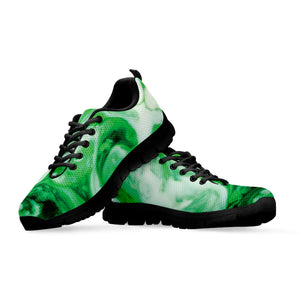 Green Acid Melt Print Black Sneakers