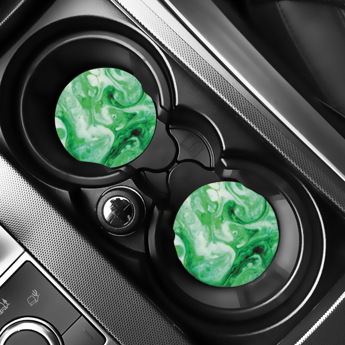 Green Acid Melt Print Car Coasters