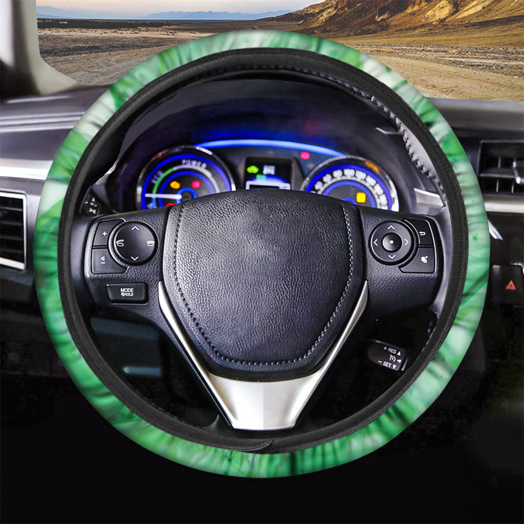 Green Acid Melt Print Car Steering Wheel Cover