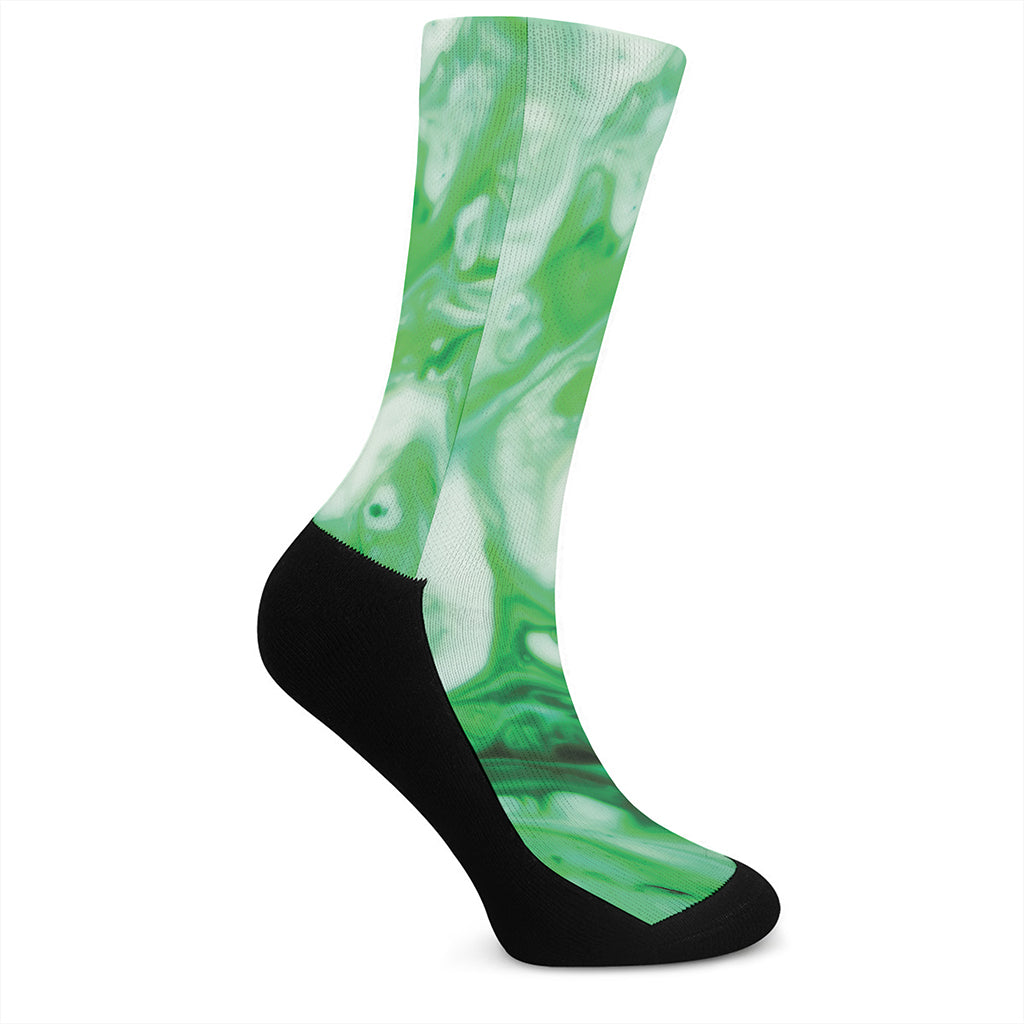 Green Acid Melt Print Crew Socks