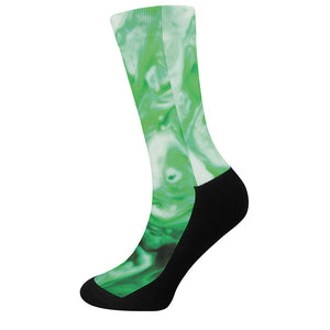 Green Acid Melt Print Crew Socks