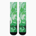 Green Acid Melt Print Crew Socks