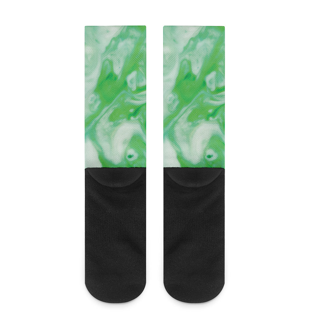 Green Acid Melt Print Crew Socks