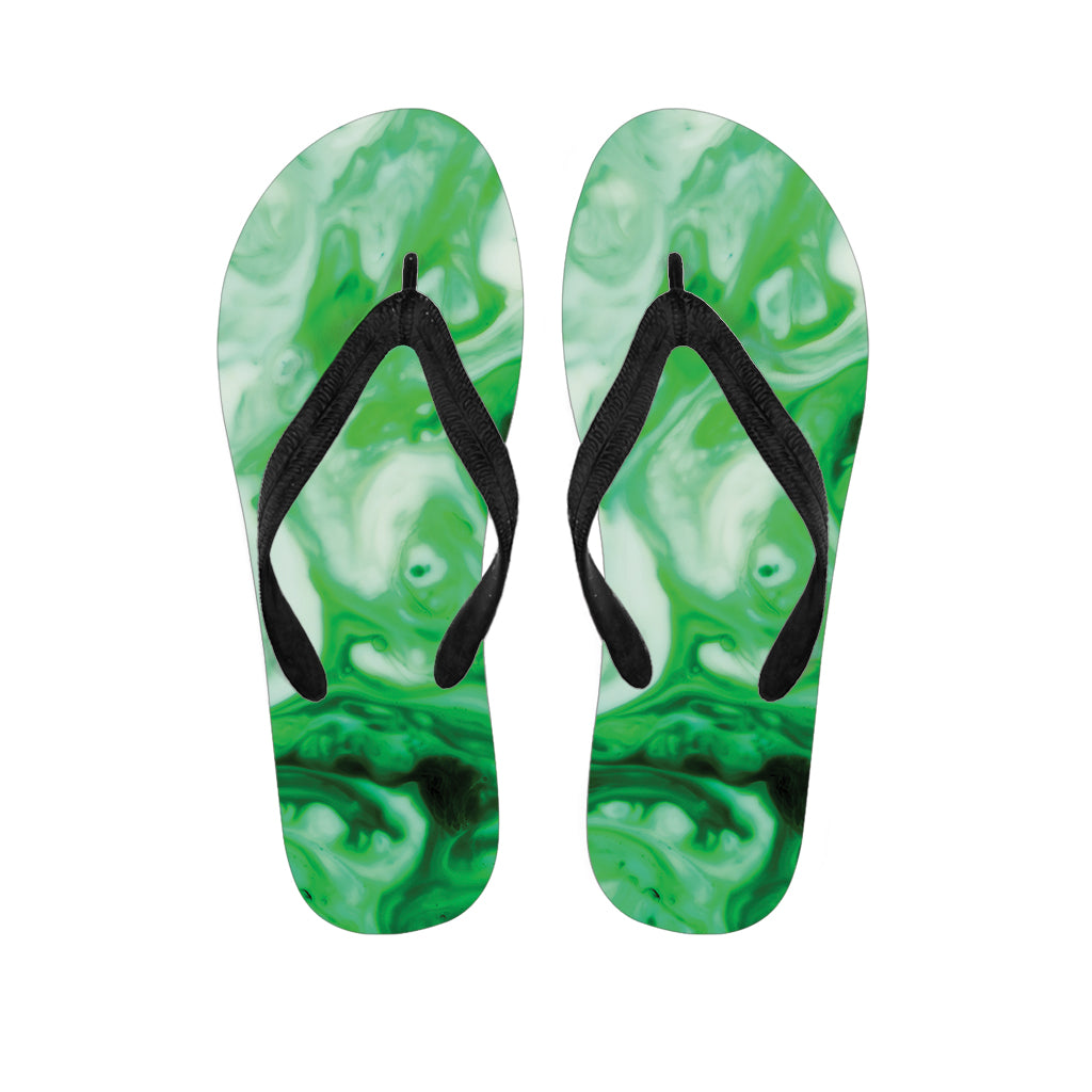 Green Acid Melt Print Flip Flops