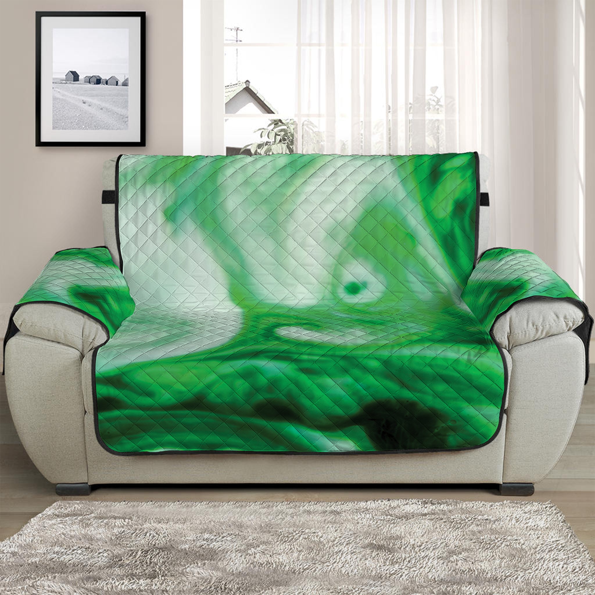 Green Acid Melt Print Half Sofa Protector