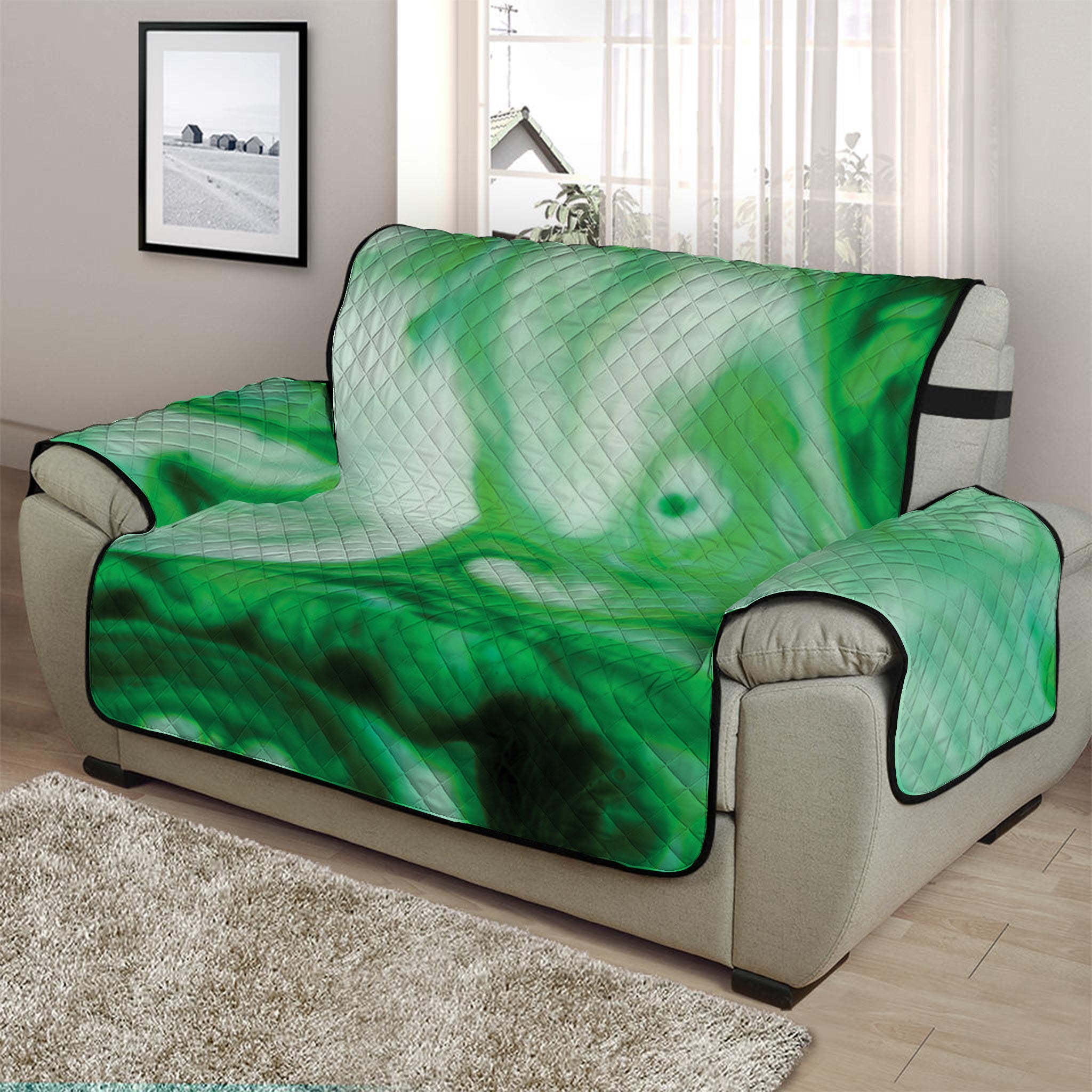 Green Acid Melt Print Half Sofa Protector