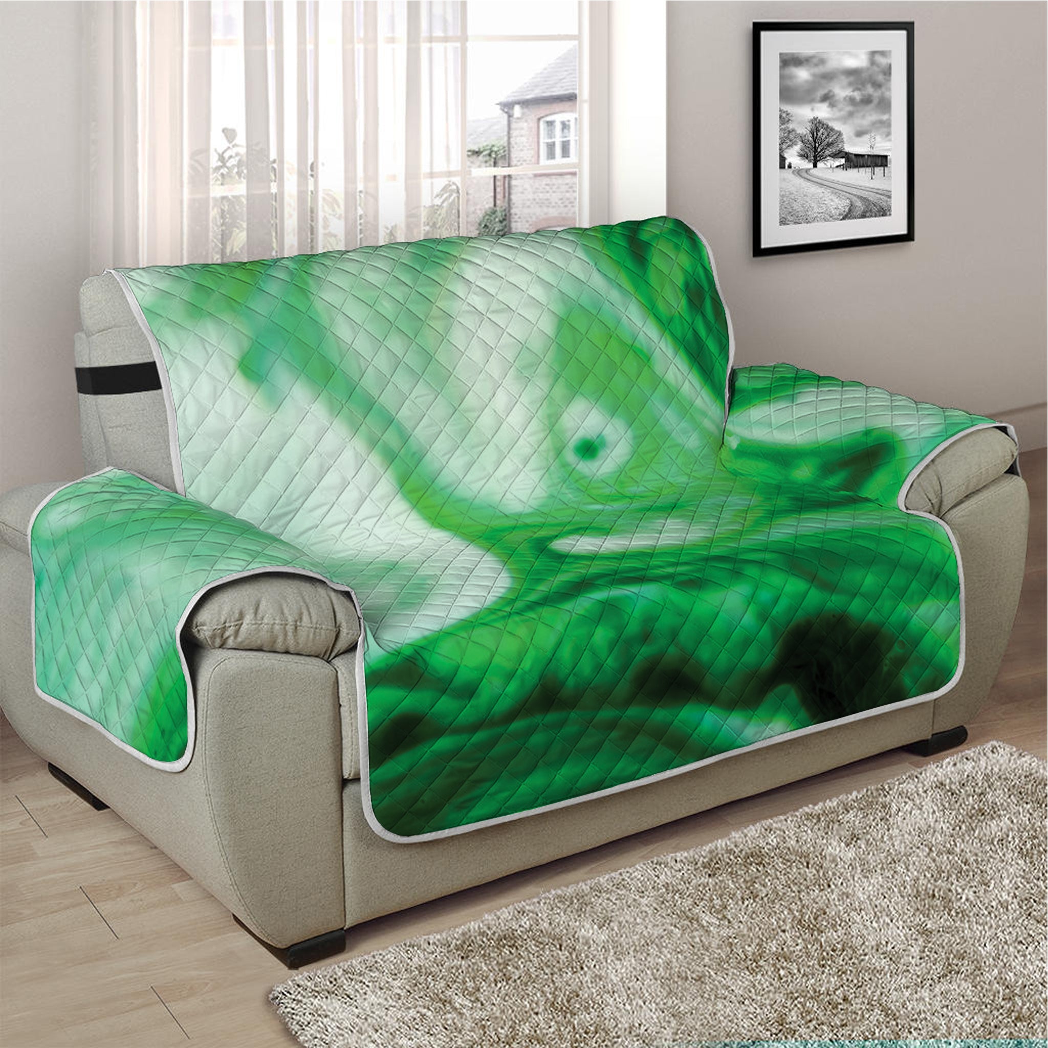 Green Acid Melt Print Half Sofa Protector