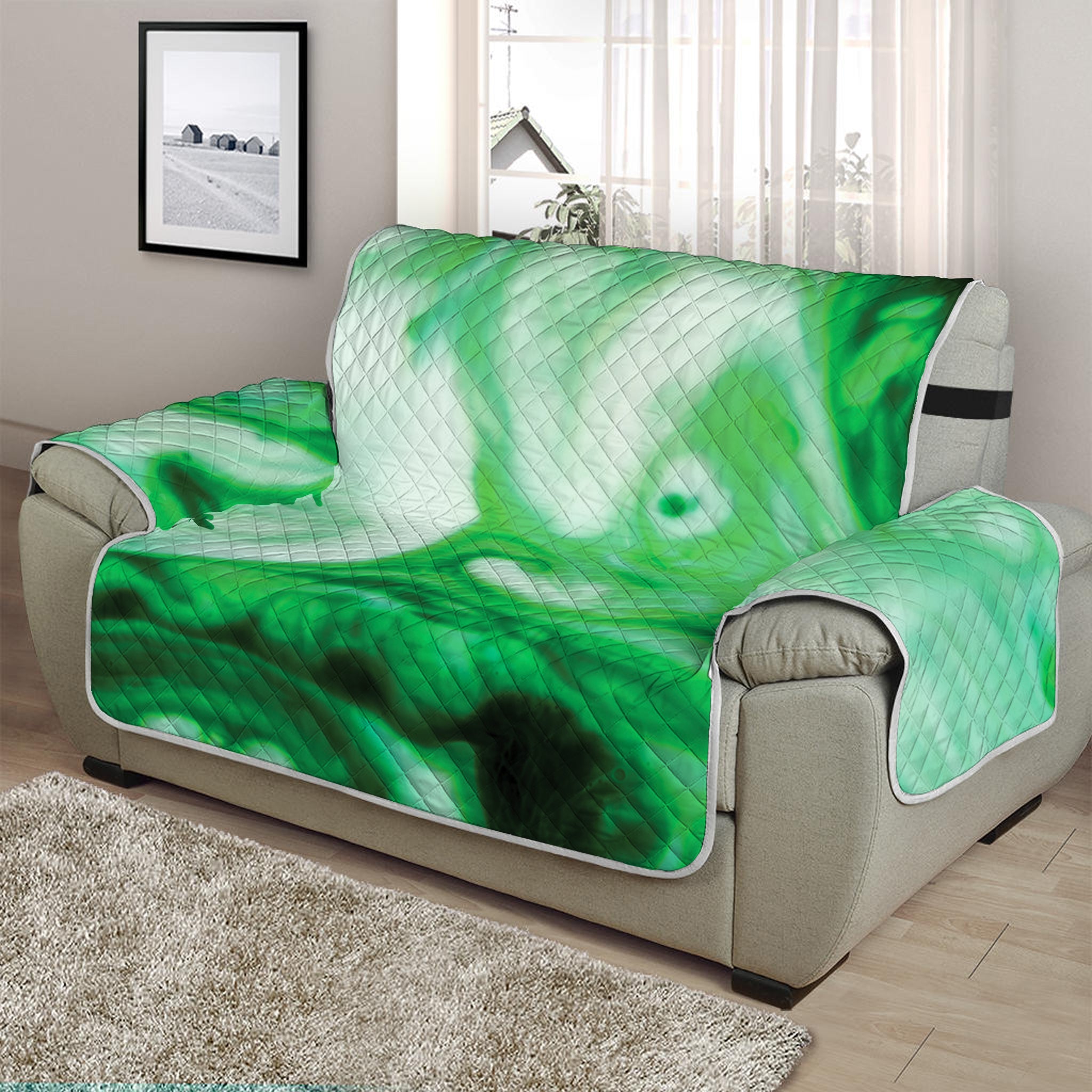 Green Acid Melt Print Half Sofa Protector