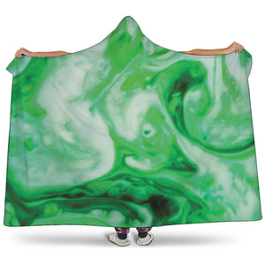 Green Acid Melt Print Hooded Blanket