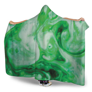 Green Acid Melt Print Hooded Blanket