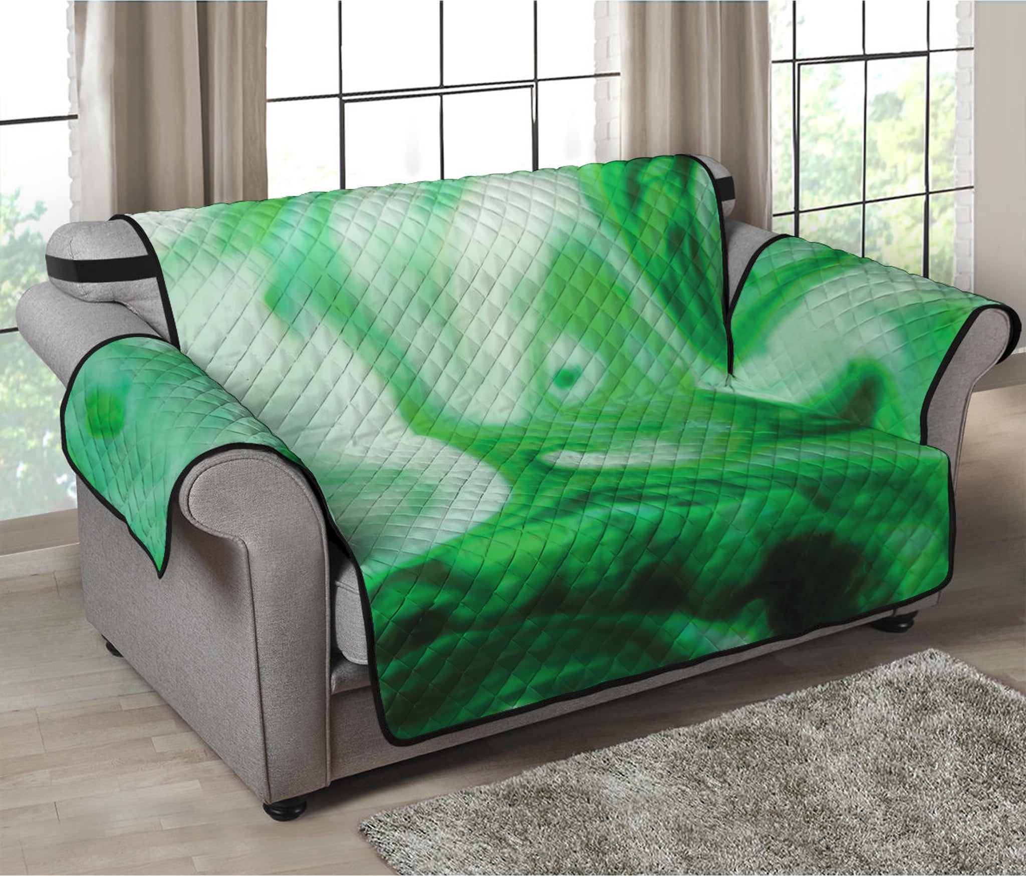 Green Acid Melt Print Loveseat Protector