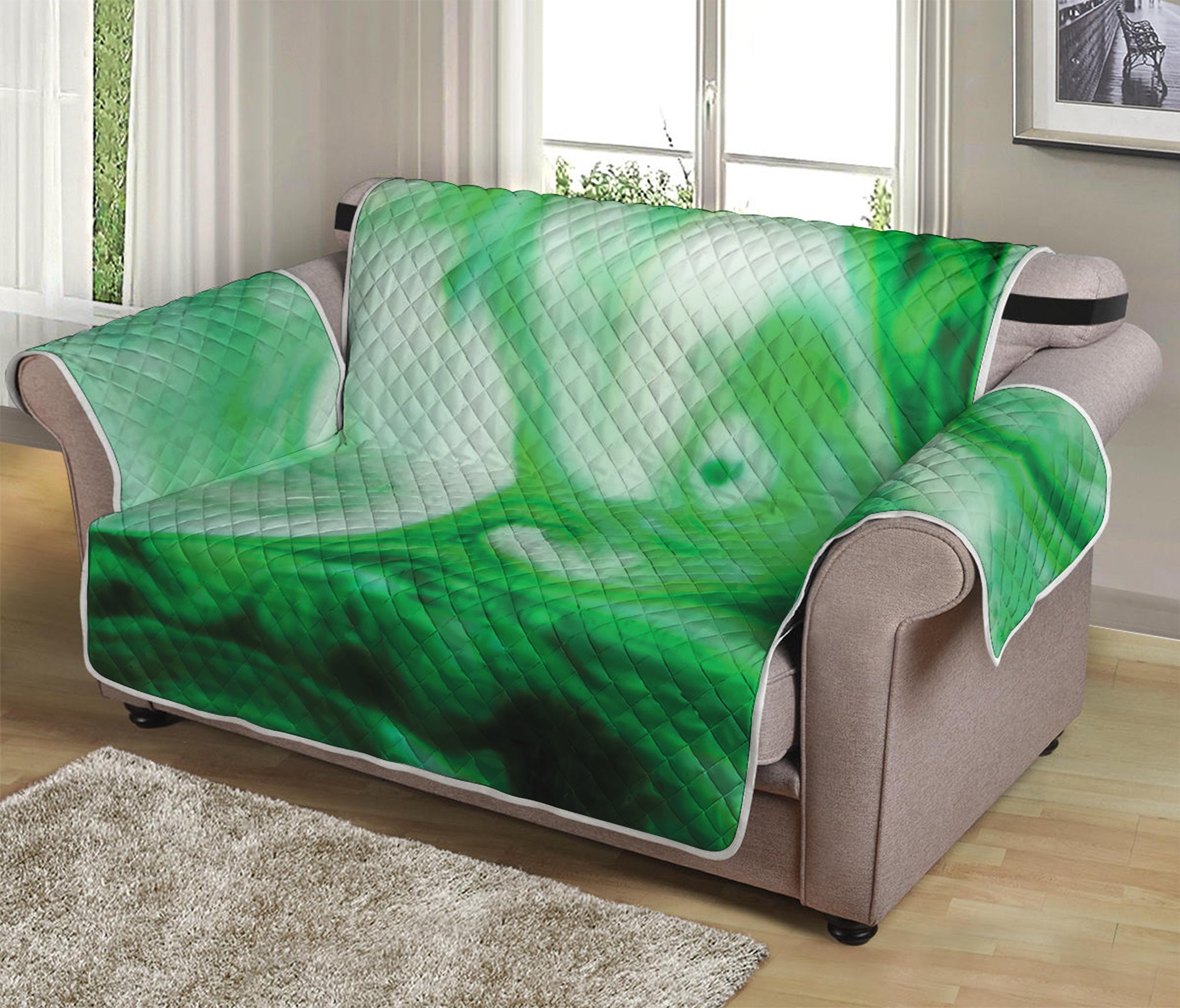 Green Acid Melt Print Loveseat Protector