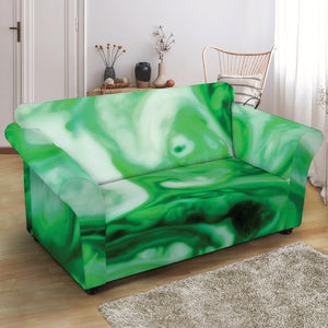 Green Acid Melt Print Loveseat Slipcover