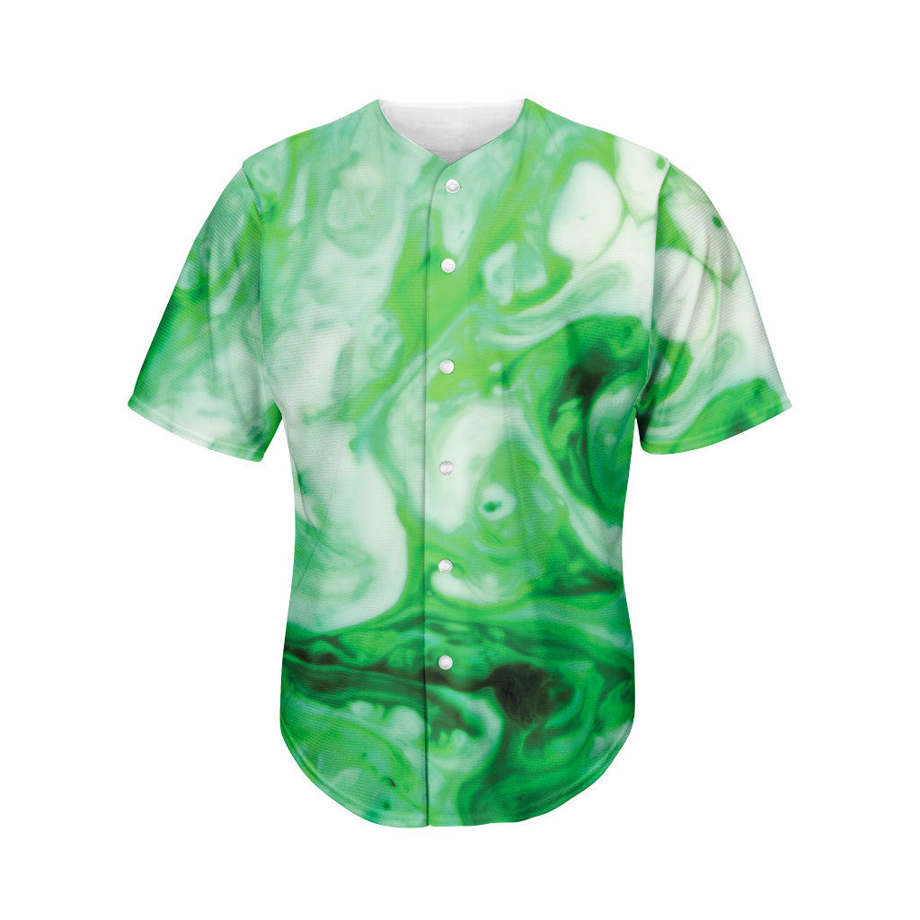 Green Acid Melt Print Men's Baseball Jersey