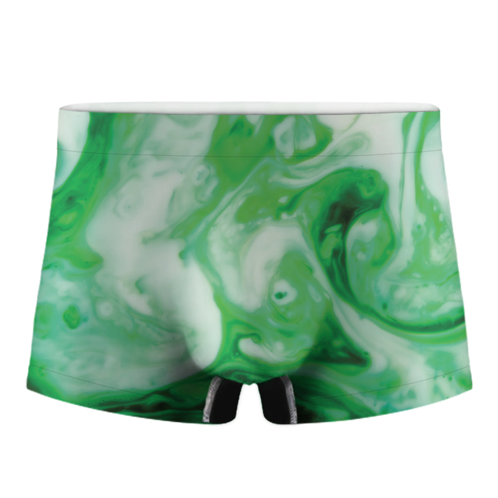 Green Acid Melt Print Men's Boxer Briefs