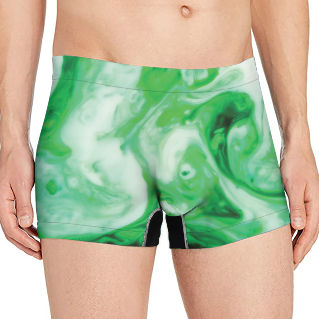 Green Acid Melt Print Men's Boxer Briefs