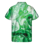 Green Acid Melt Print Men's Short Sleeve Shirt