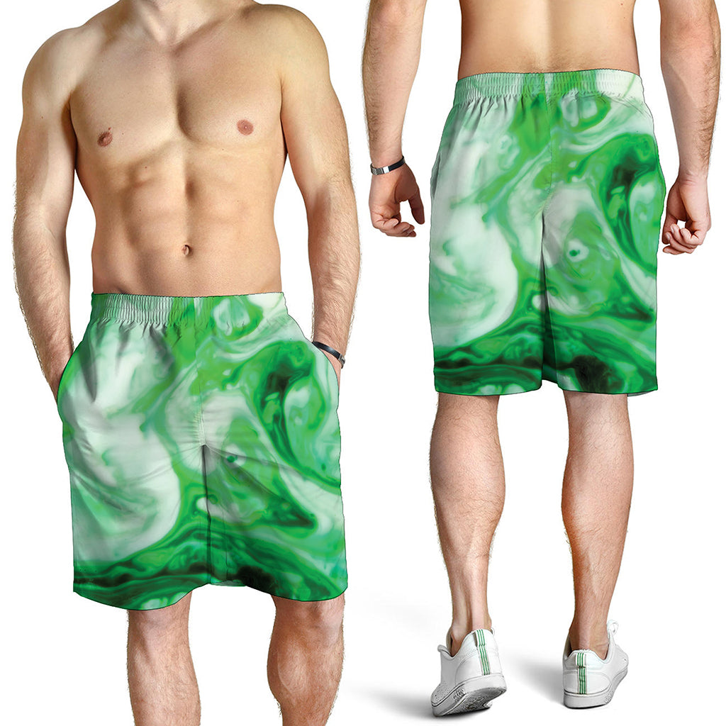 Green Acid Melt Print Men's Shorts