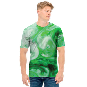 Green Acid Melt Print Men's T-Shirt