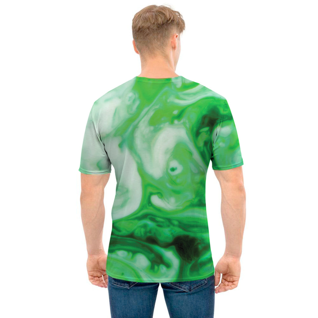 Green Acid Melt Print Men's T-Shirt