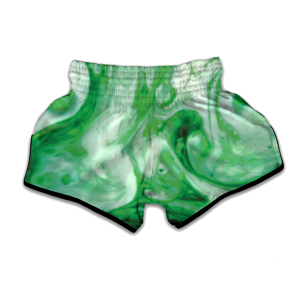 Green Acid Melt Print Muay Thai Boxing Shorts