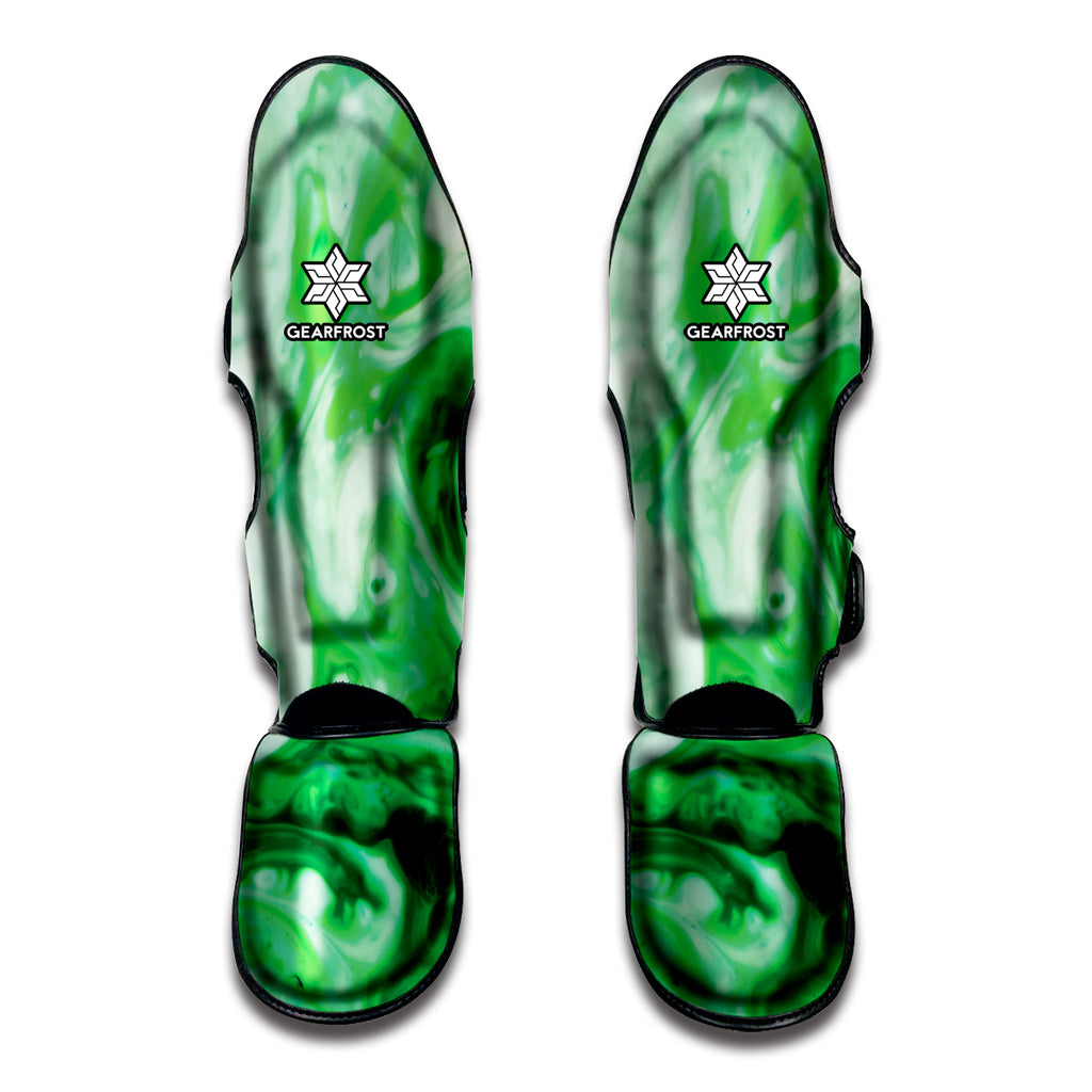 Green Acid Melt Print Muay Thai Shin Guard