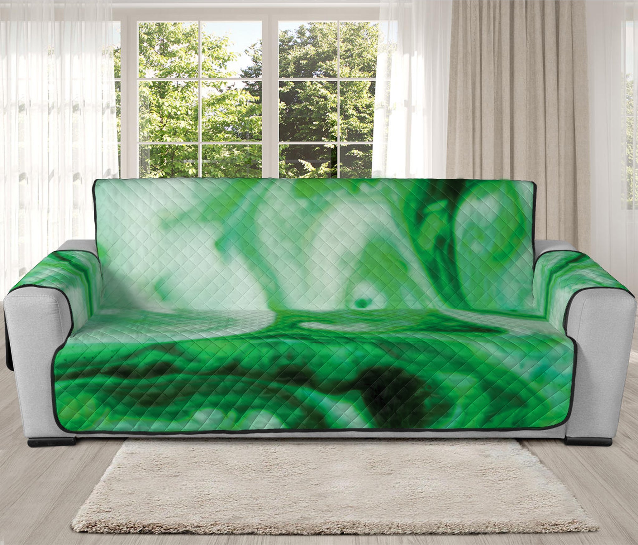 Green Acid Melt Print Oversized Sofa Protector