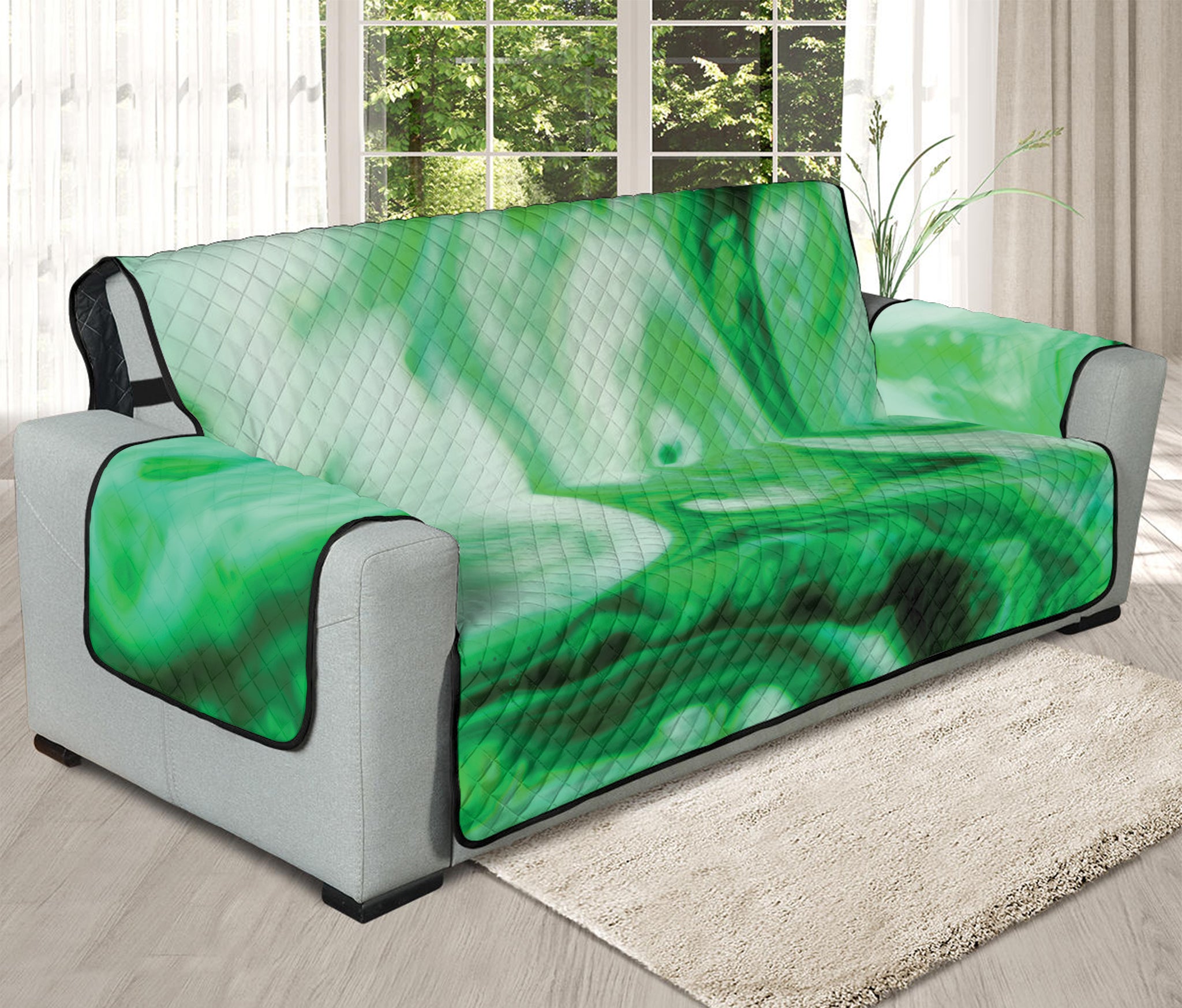 Green Acid Melt Print Oversized Sofa Protector