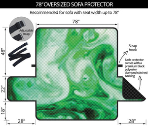 Green Acid Melt Print Oversized Sofa Protector