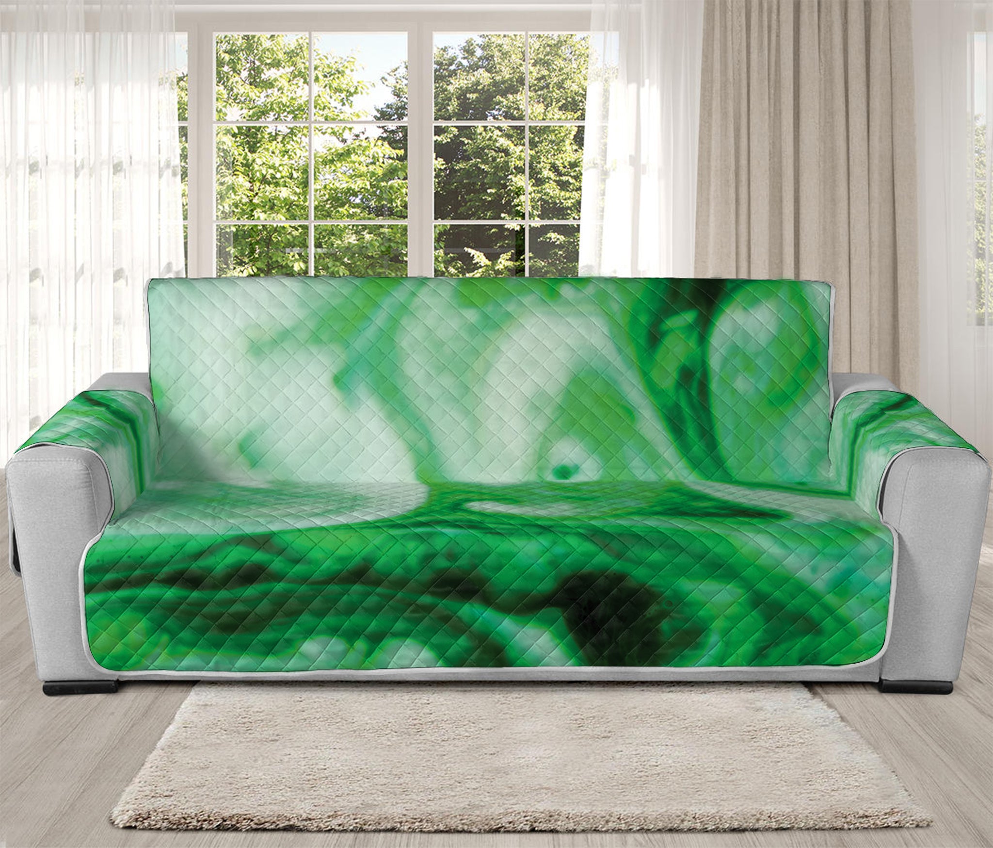 Green Acid Melt Print Oversized Sofa Protector