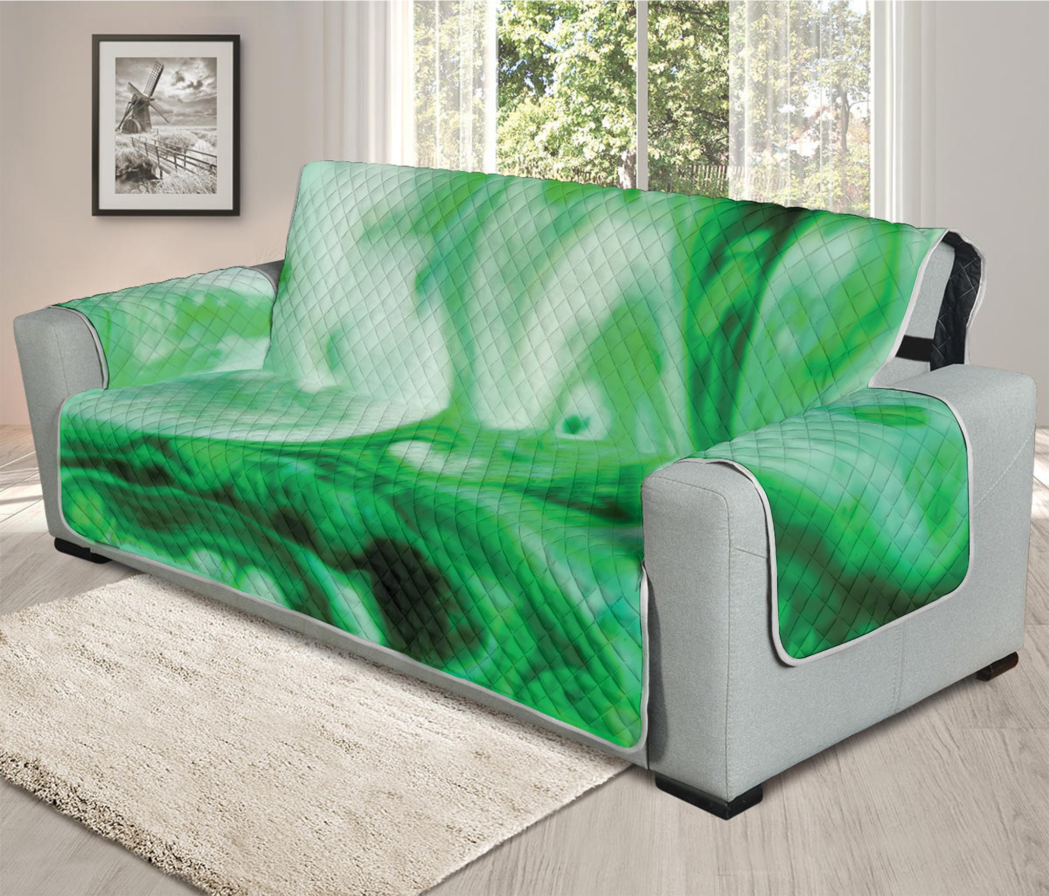 Green Acid Melt Print Oversized Sofa Protector