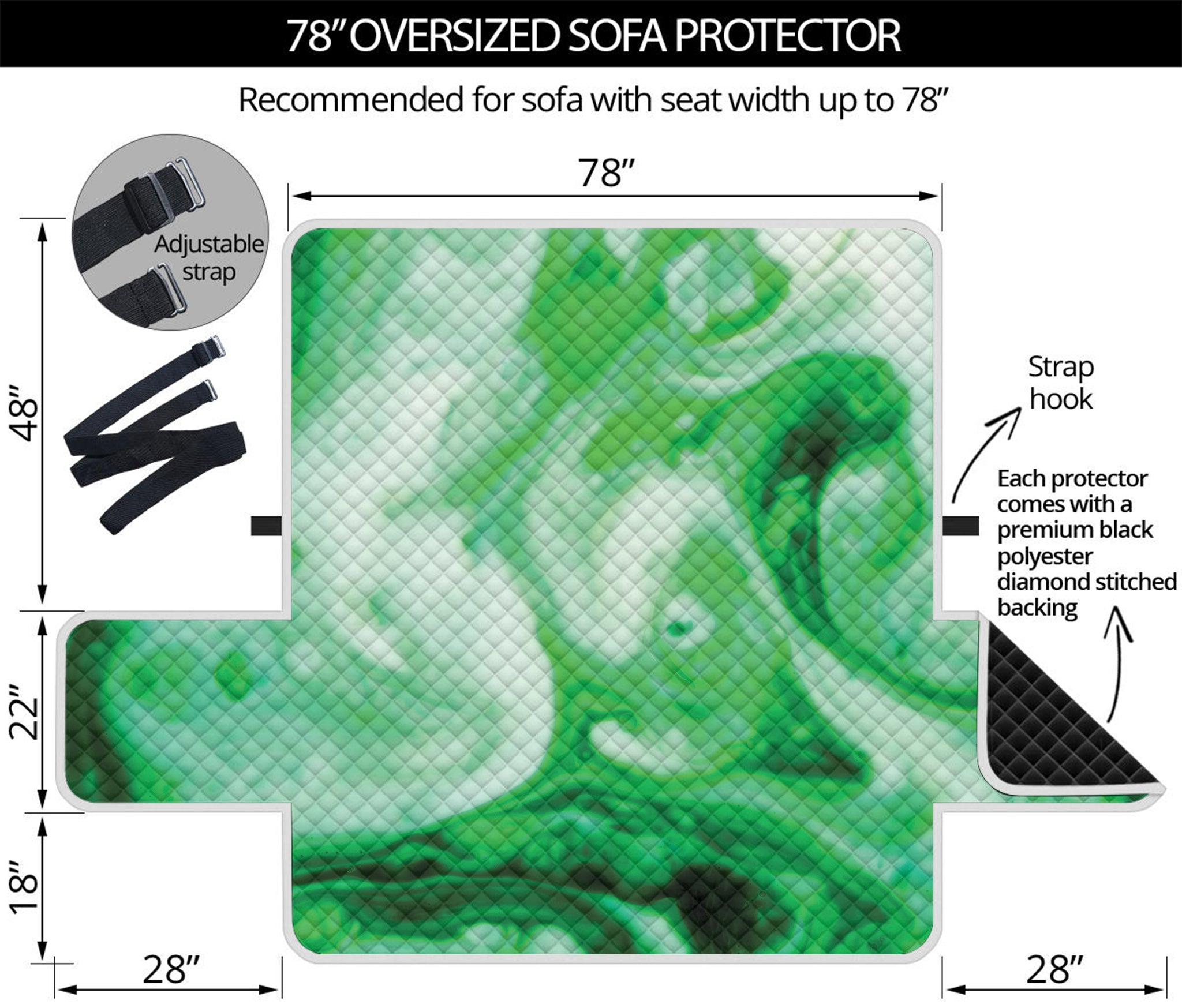 Green Acid Melt Print Oversized Sofa Protector