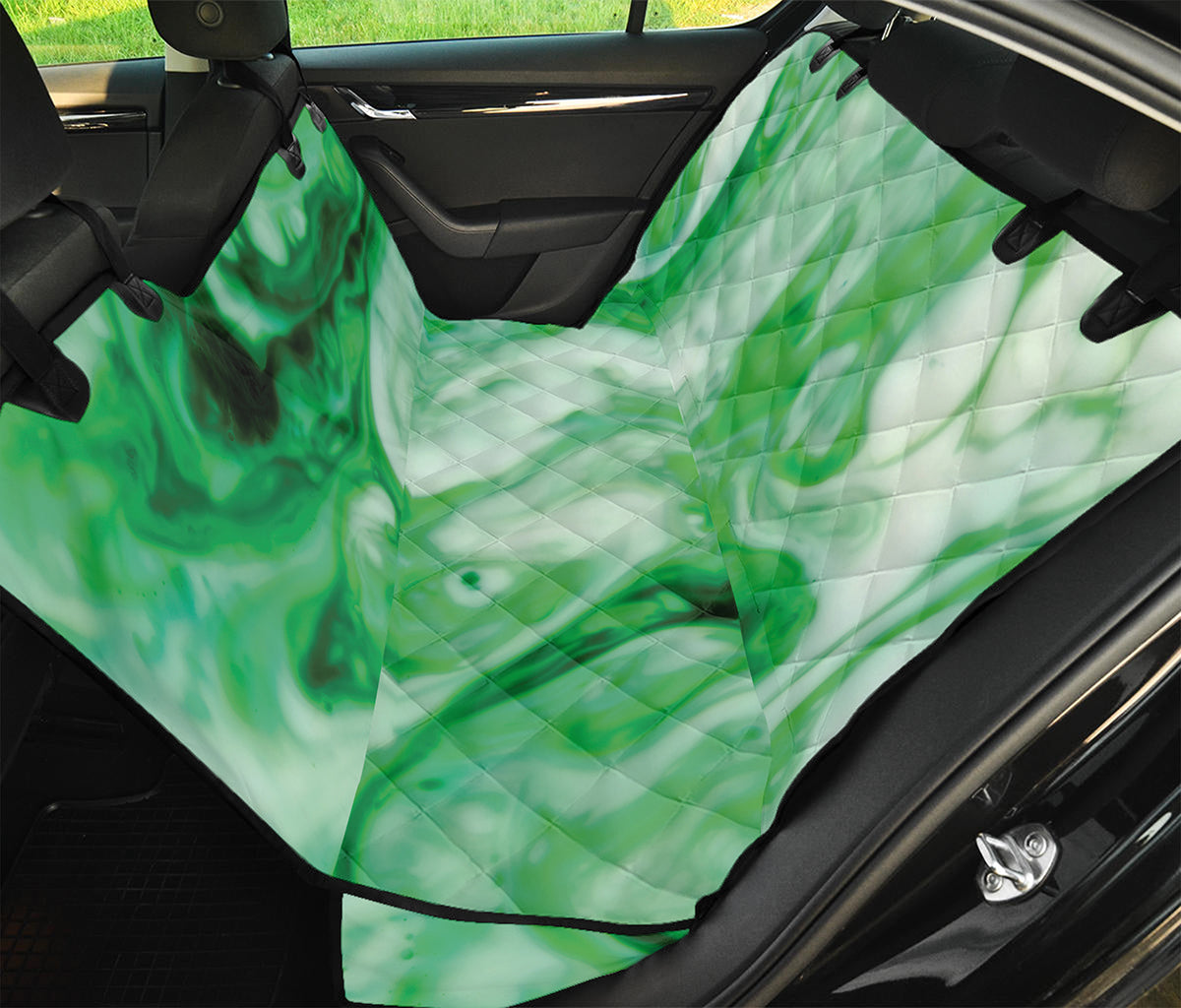 Green Acid Melt Print Pet Car Back Seat Cover