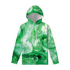 Green Acid Melt Print Pullover Hoodie