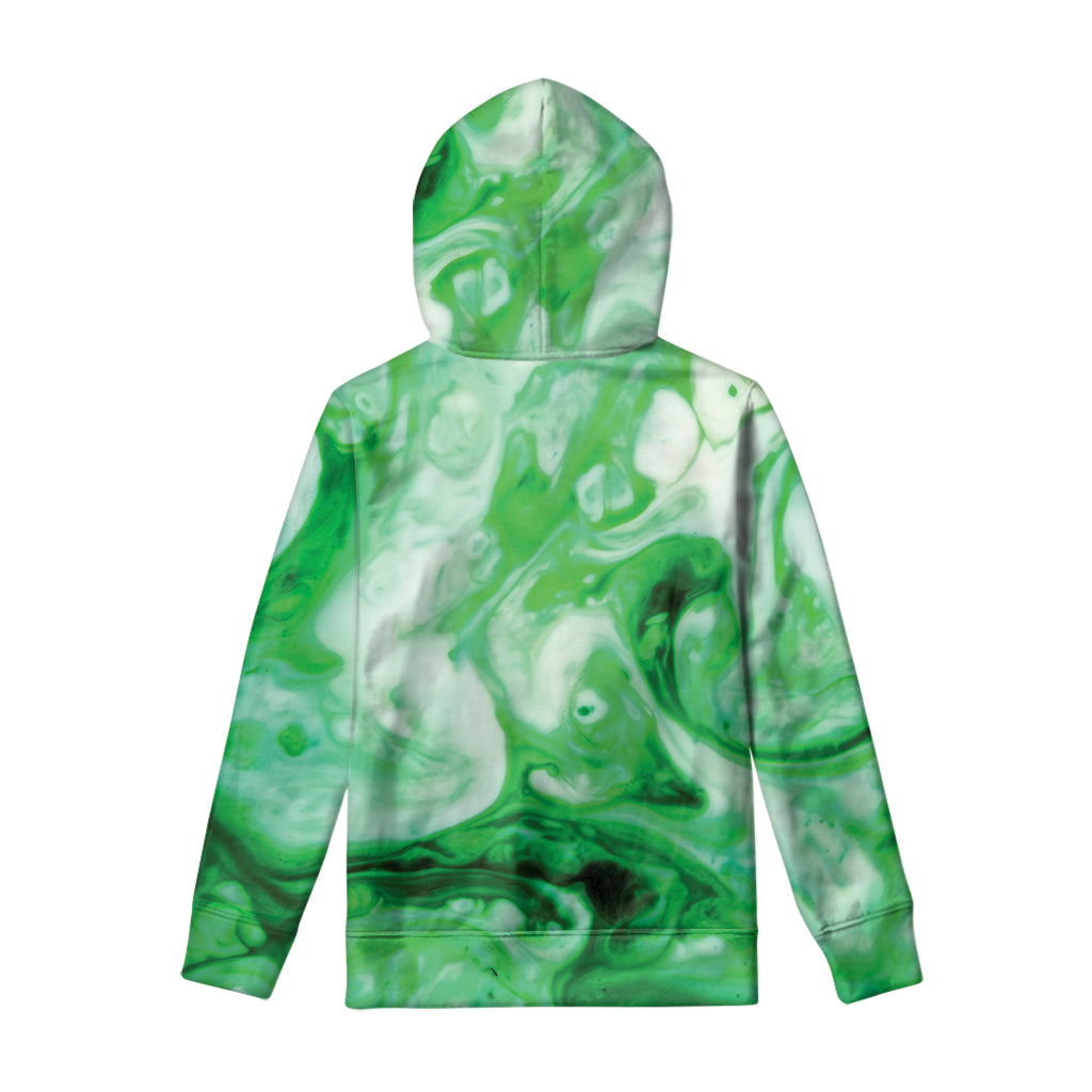 Green Acid Melt Print Pullover Hoodie