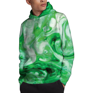 Green Acid Melt Print Pullover Hoodie