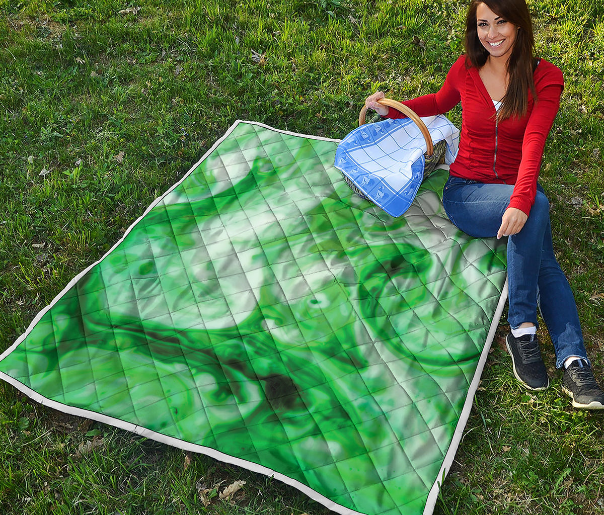 Green Acid Melt Print Quilt